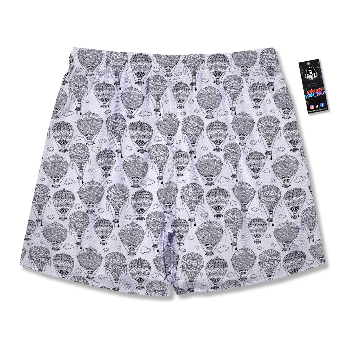 Balloon White And Black Print Pattern Men's Running Shorts-grizzshop