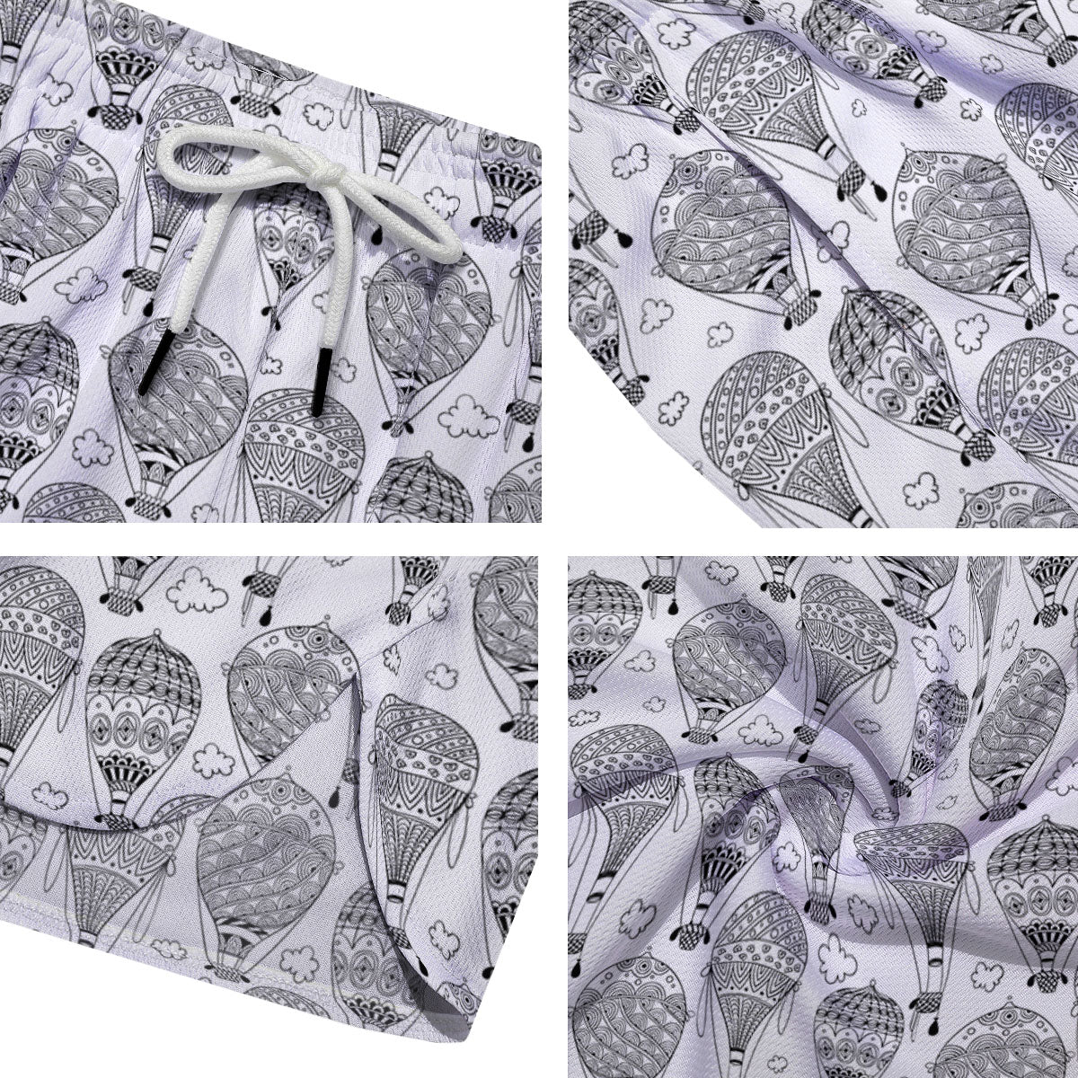 Balloon White And Black Print Pattern Men's Running Shorts-grizzshop