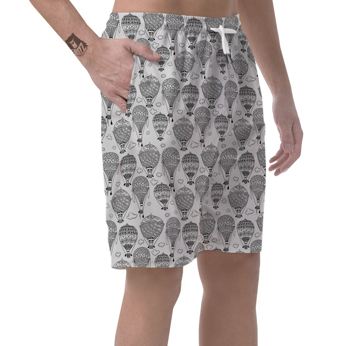 Balloon White And Black Print Pattern Men's Shorts-grizzshop