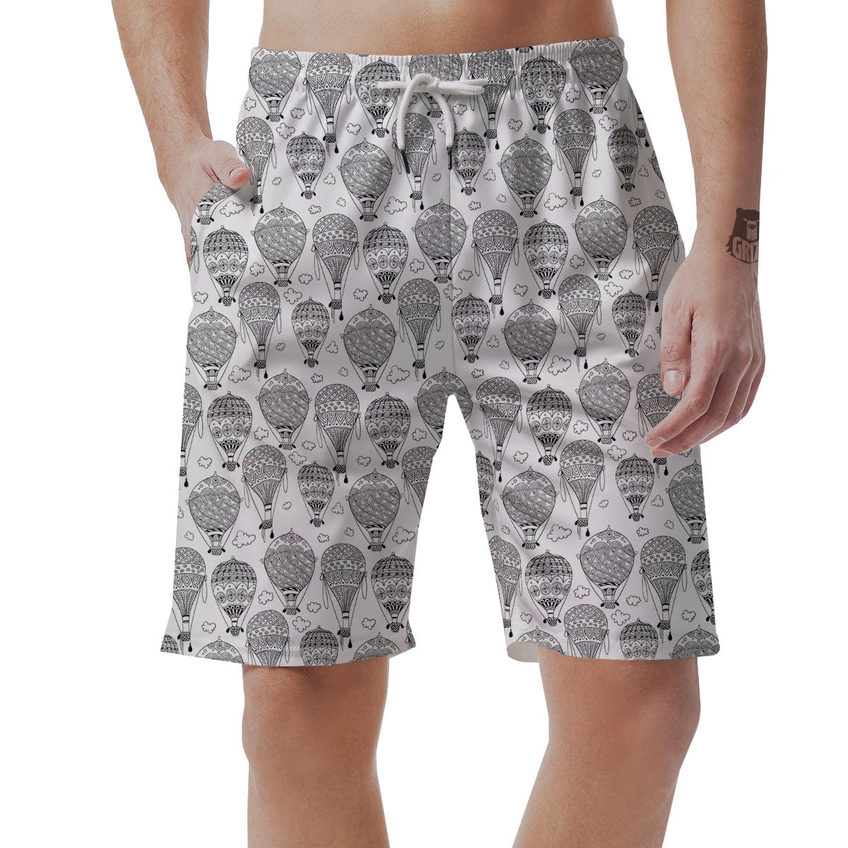 Balloon White And Black Print Pattern Men's Shorts-grizzshop