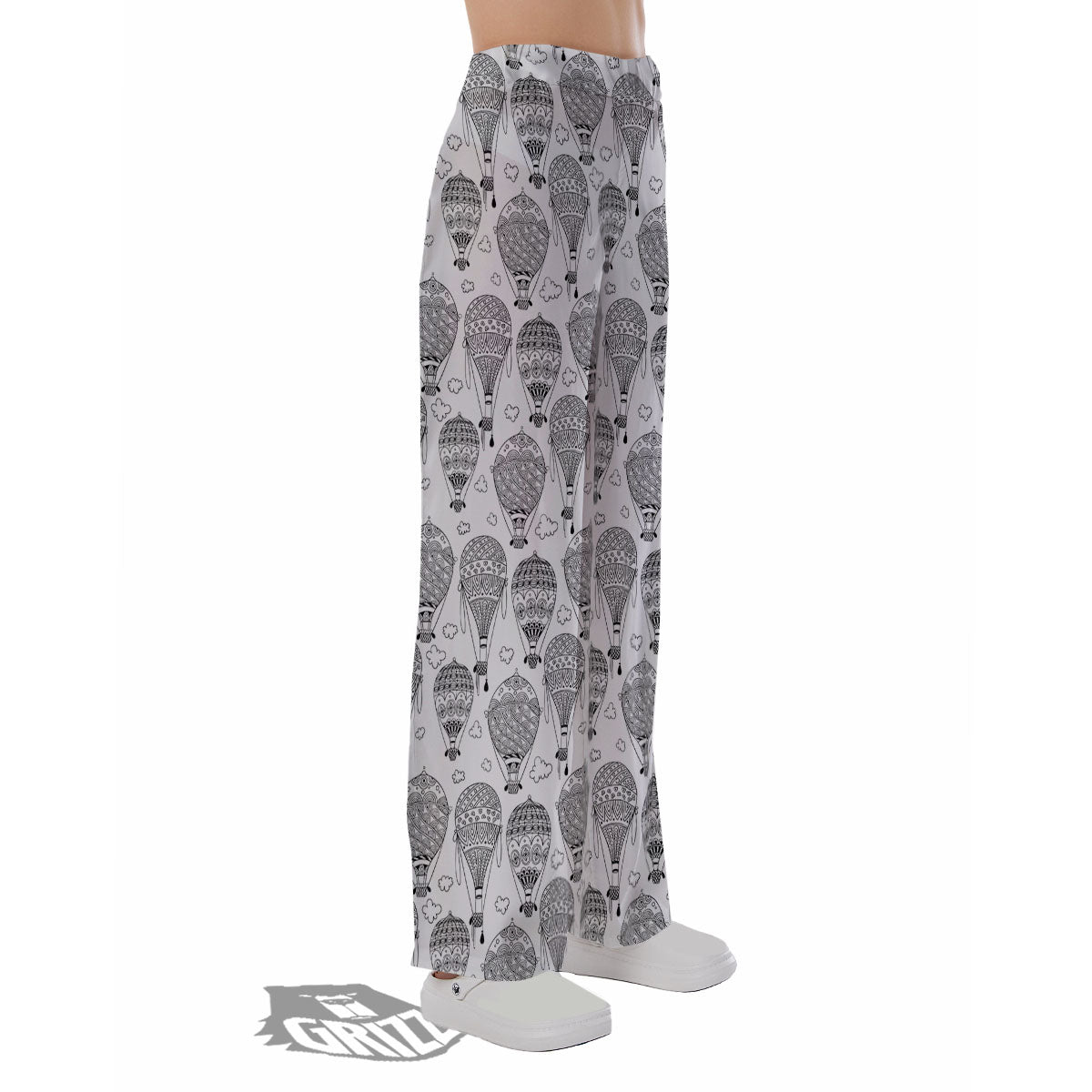 Balloon White And Black Print Pattern Pajama Pants-grizzshop