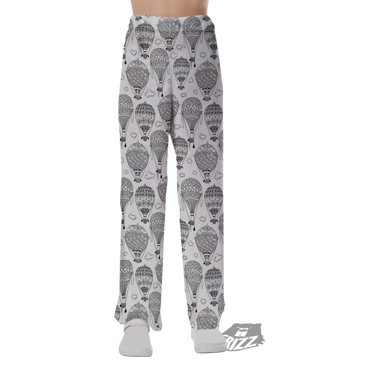 Balloon White And Black Print Pattern Pajama Pants-grizzshop