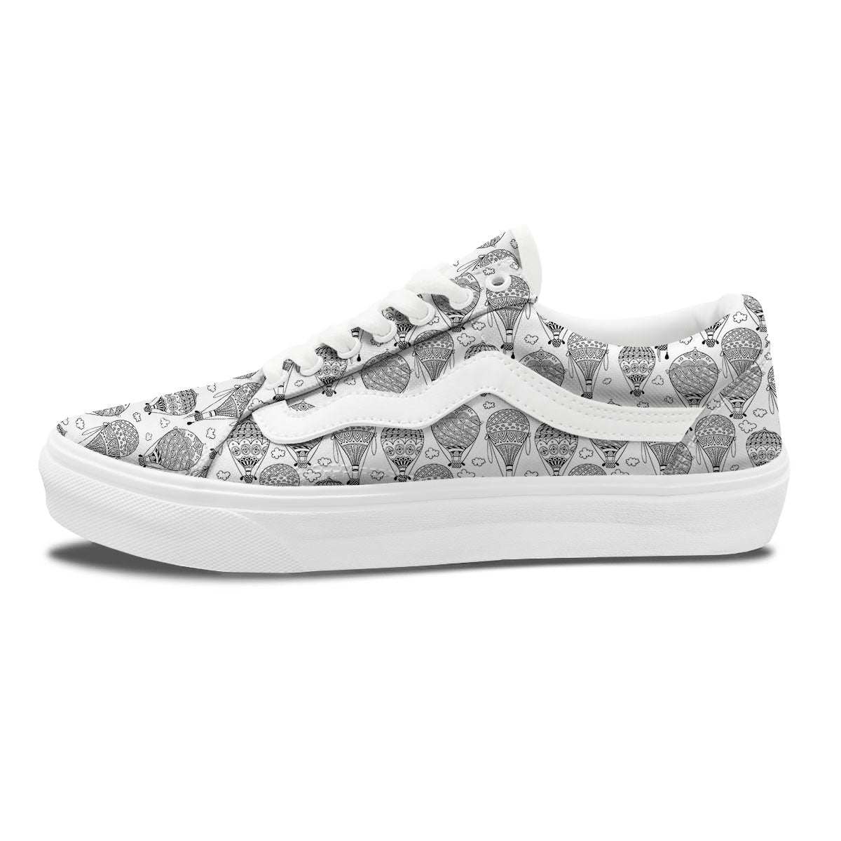 Balloon White And Black Print Pattern Skate Shoes-grizzshop