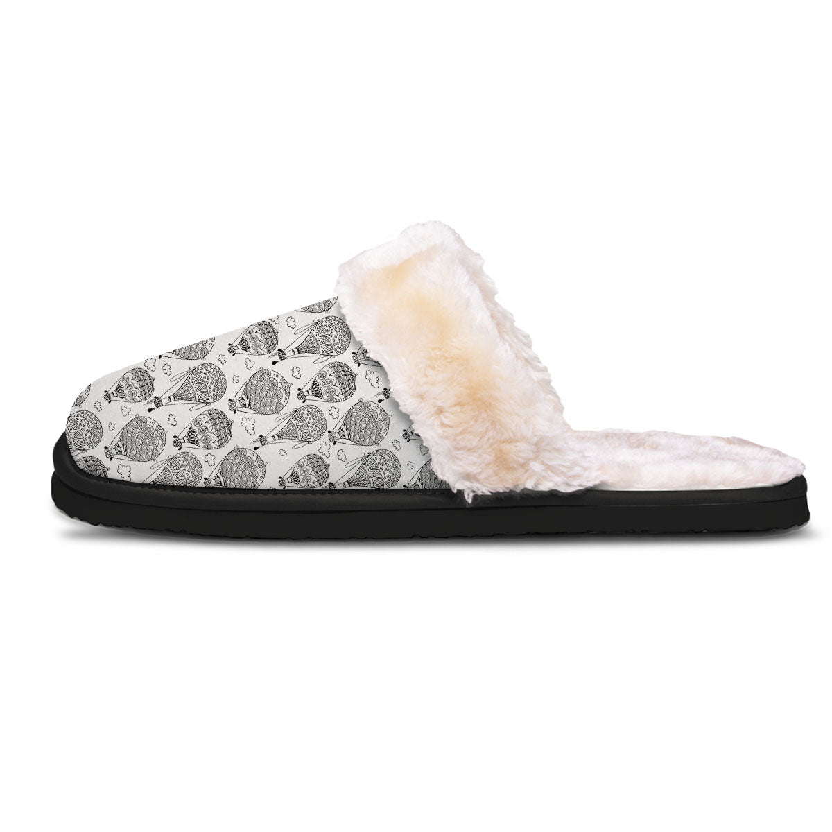 Balloon White And Black Print Pattern Slippers-grizzshop