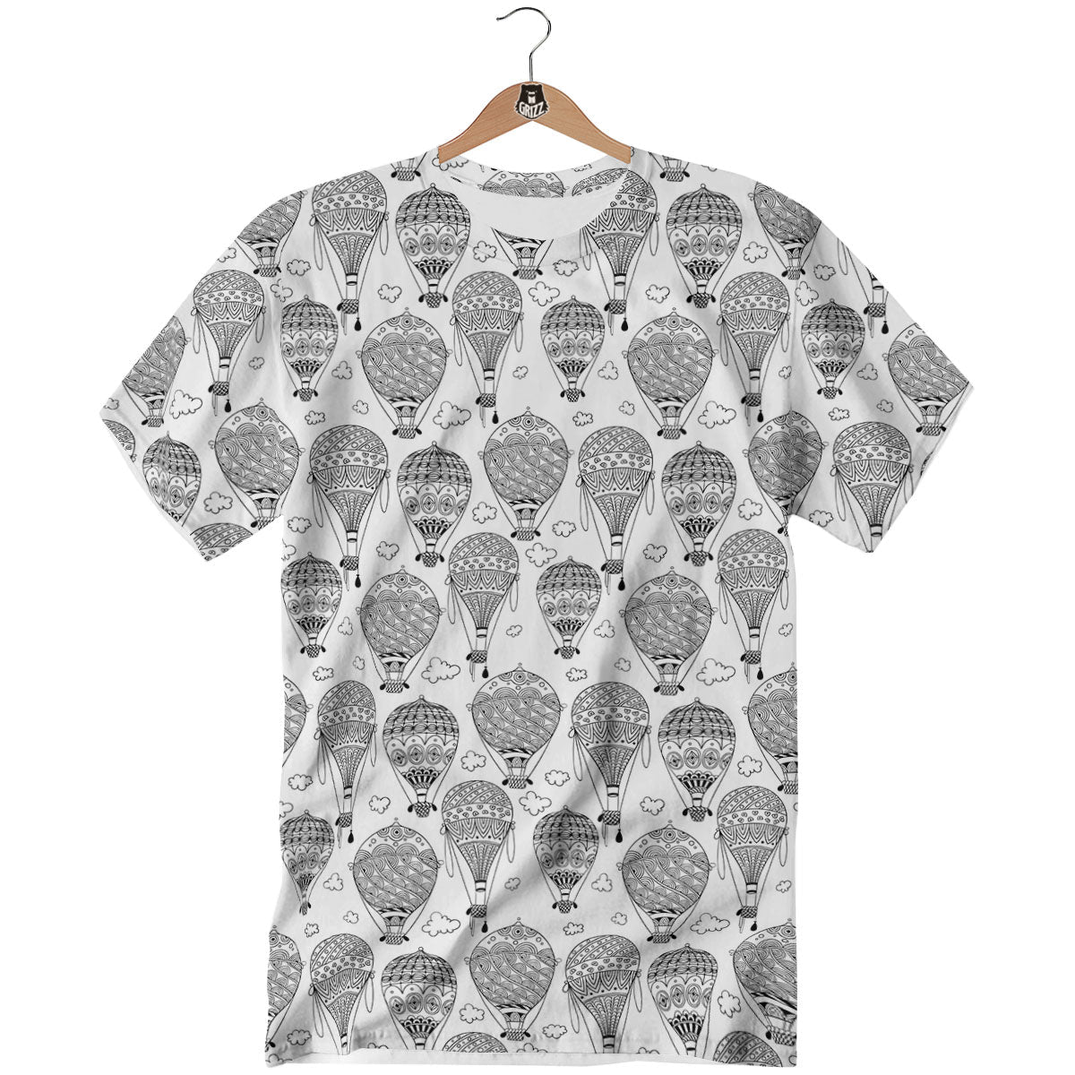Balloon White And Black Print Pattern T-Shirt-grizzshop