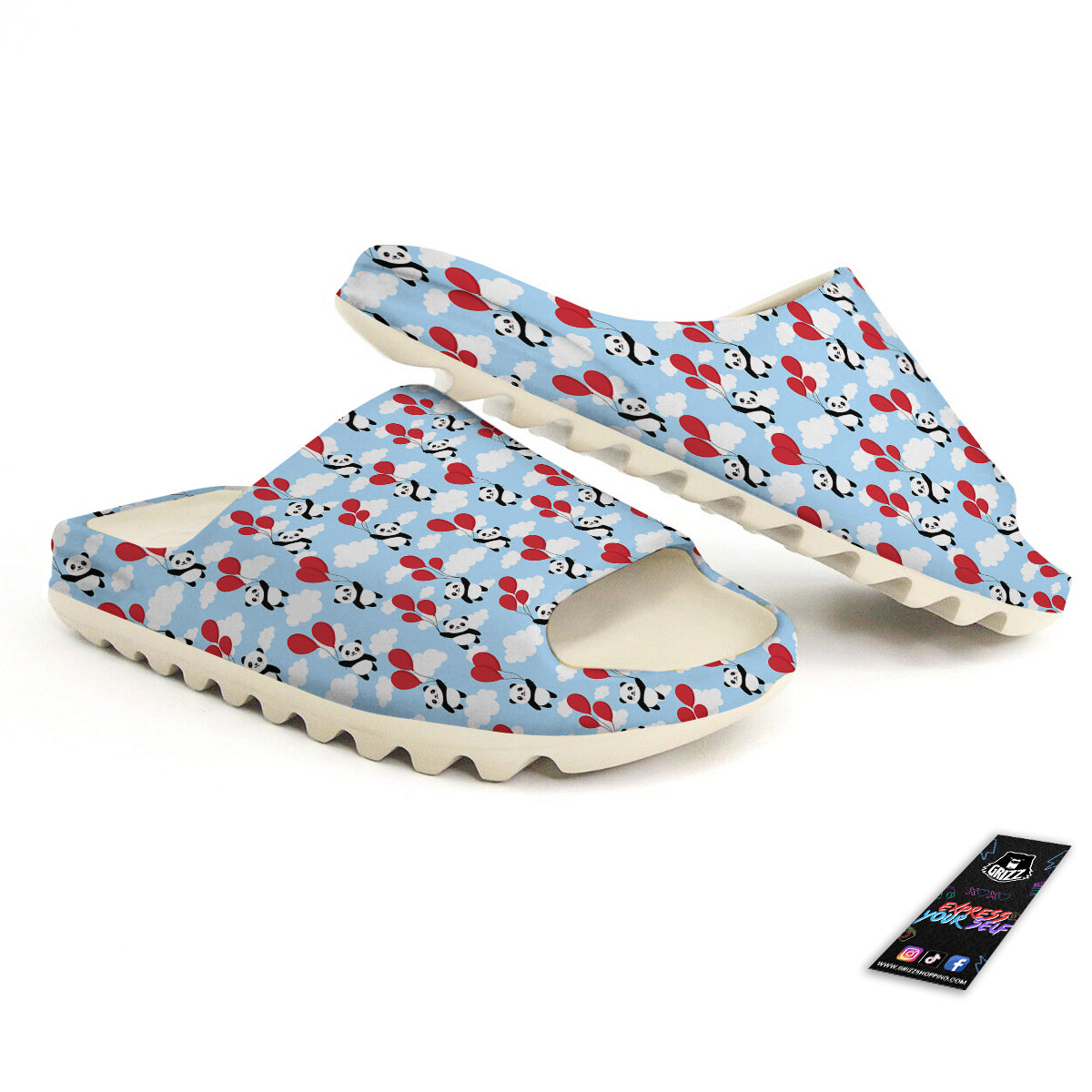 Balloon And Cute Panda Print Pattern Sandals-grizzshop