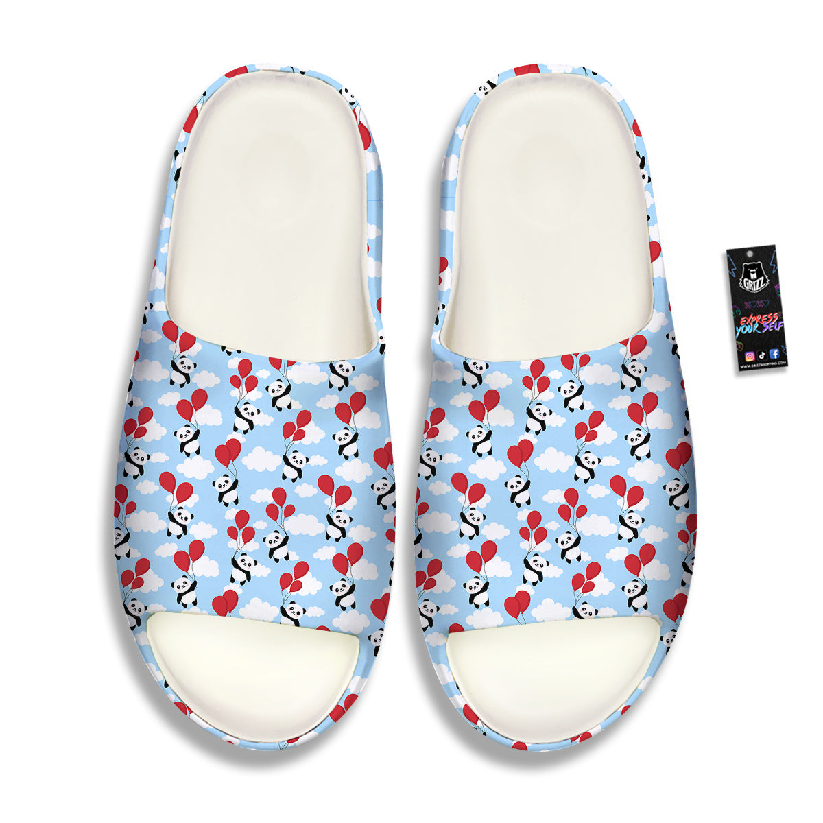 Balloon And Cute Panda Print Pattern Sandals-grizzshop