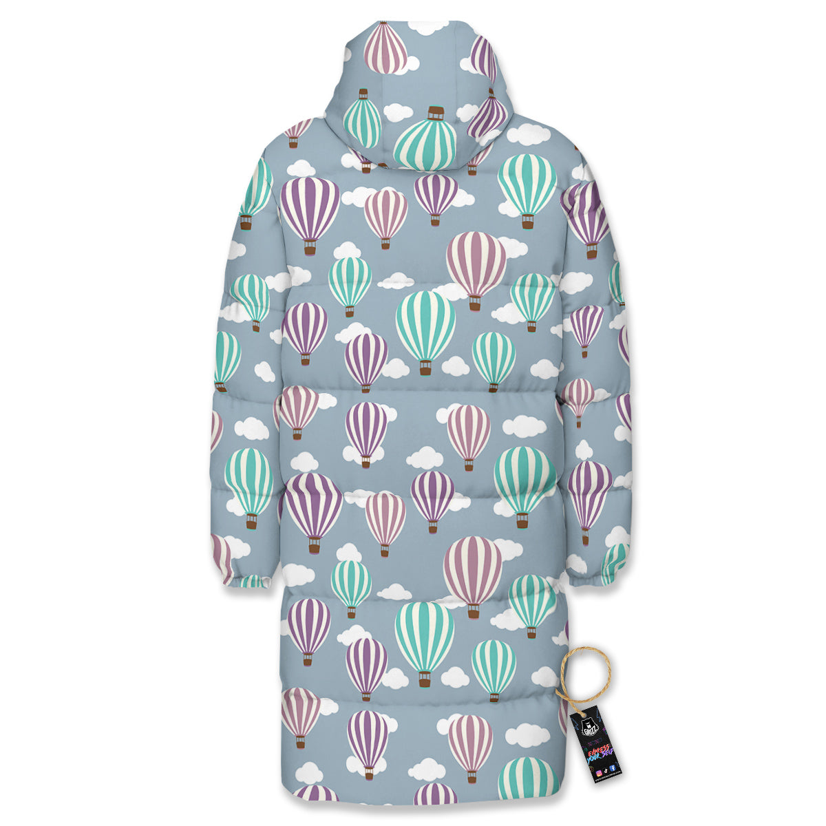 Balloon Cartoon Print Pattern Long Down Jacket