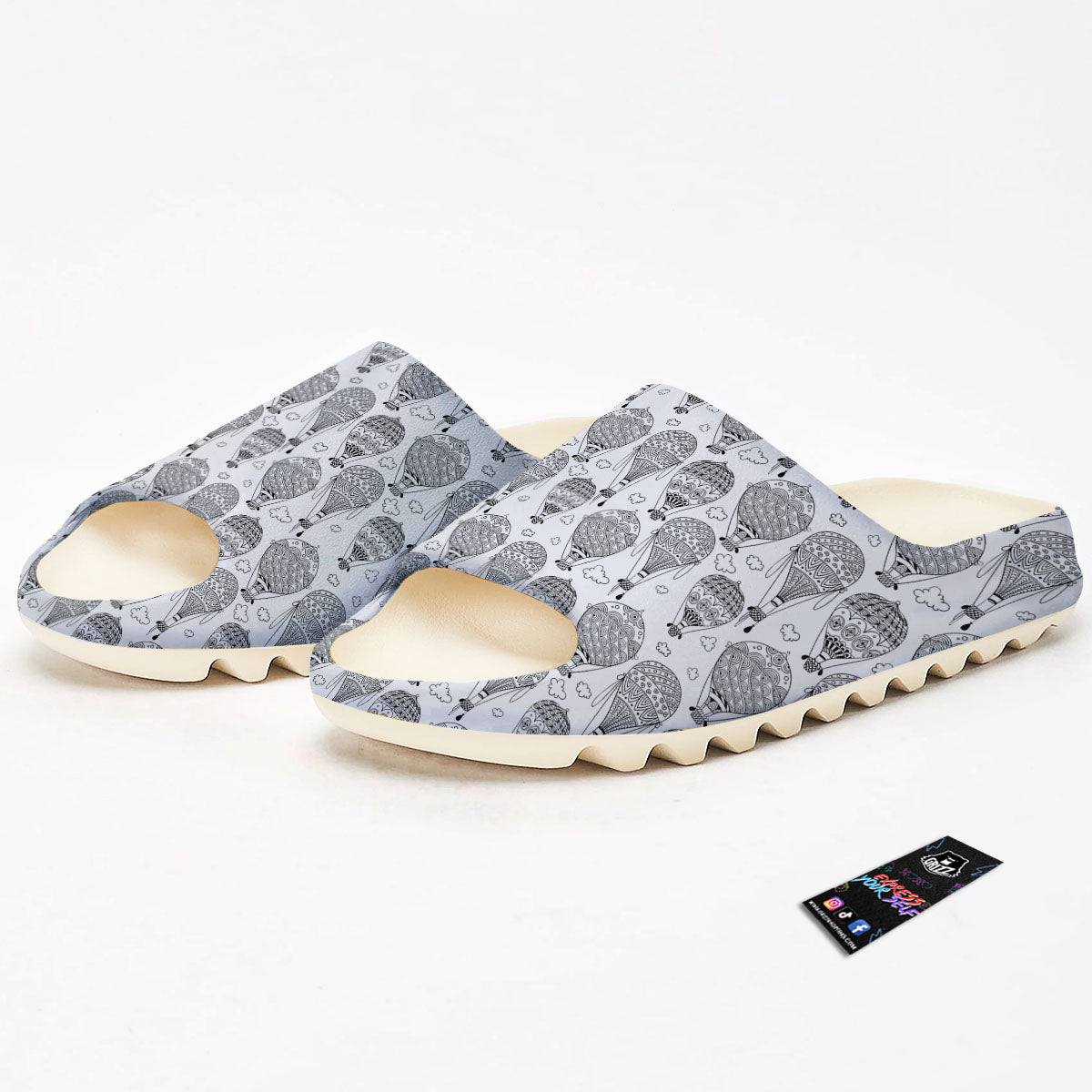 Balloon White And Black Print Pattern Sandals-grizzshop