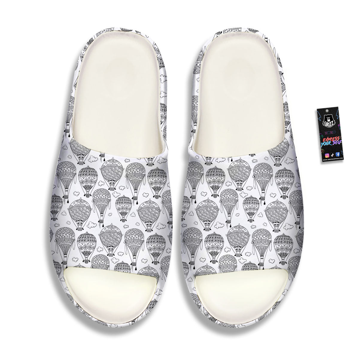 Balloon White And Black Print Pattern Sandals-grizzshop