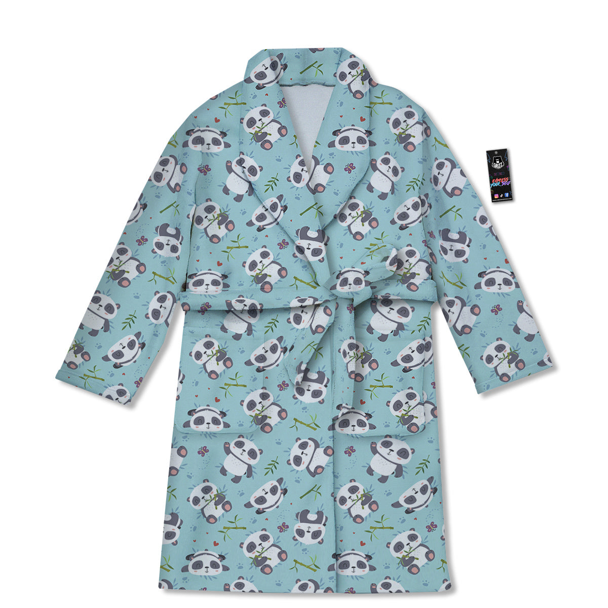 Bamboo And Cute Panda Print Pattern Bathrobe-grizzshop