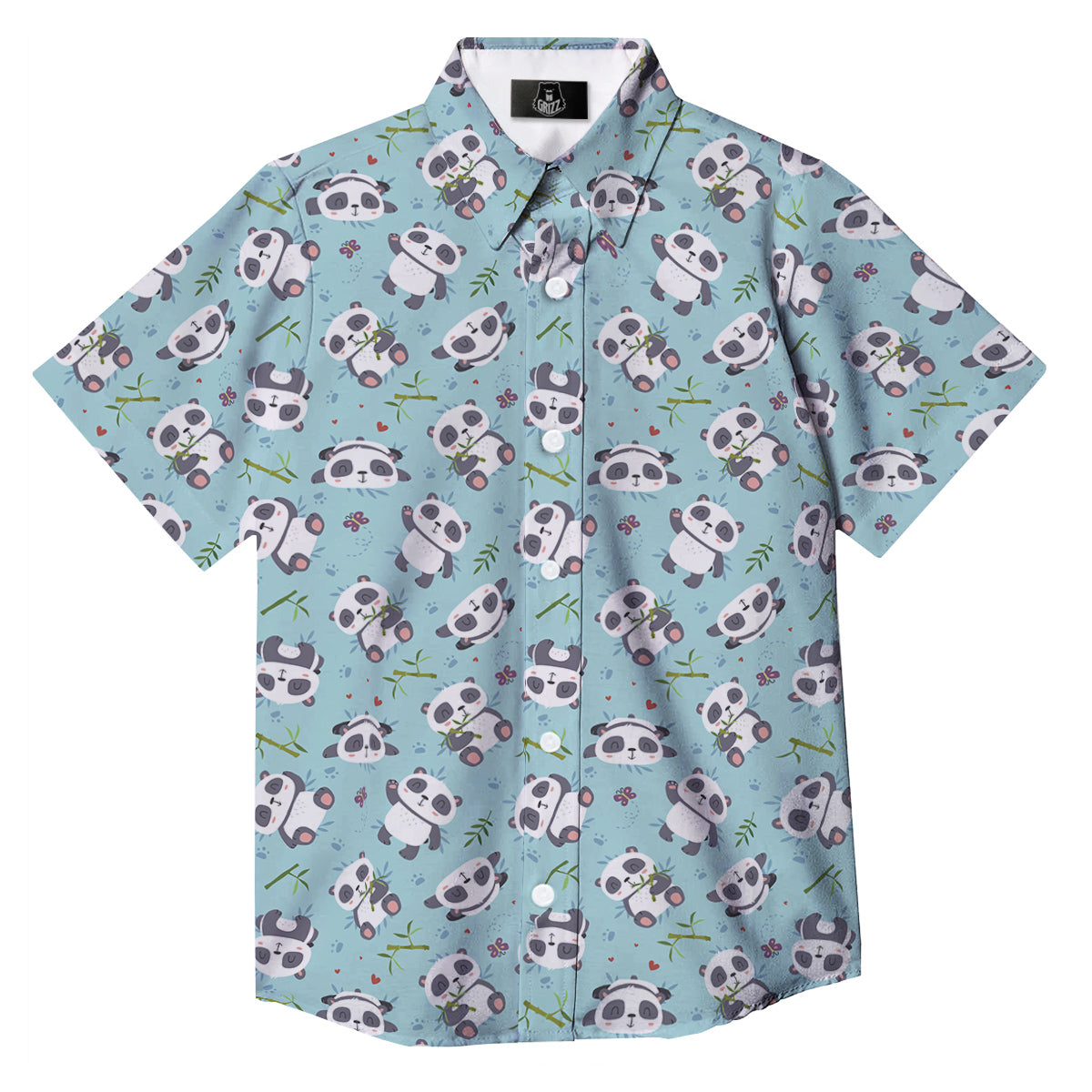 Bamboo And Cute Panda Print Pattern Button Up Shirt-grizzshop