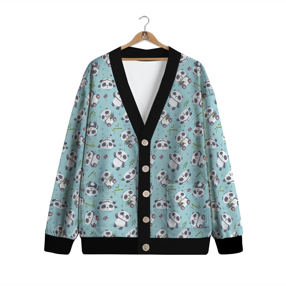 Bamboo And Cute Panda Print Pattern Cardigan-grizzshop