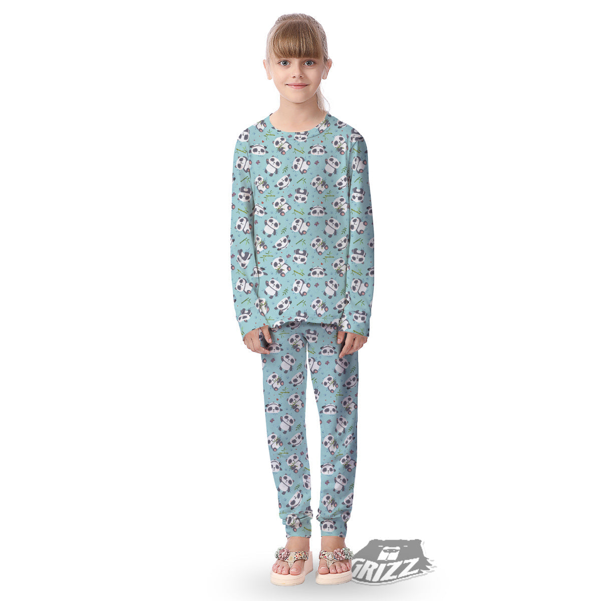 Bamboo And Cute Panda Print Pattern Kid's Pajamas-grizzshop