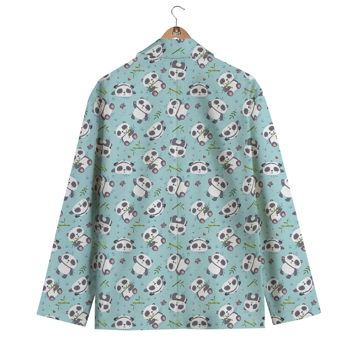 Bamboo And Cute Panda Print Pattern Men's Blazer-grizzshop
