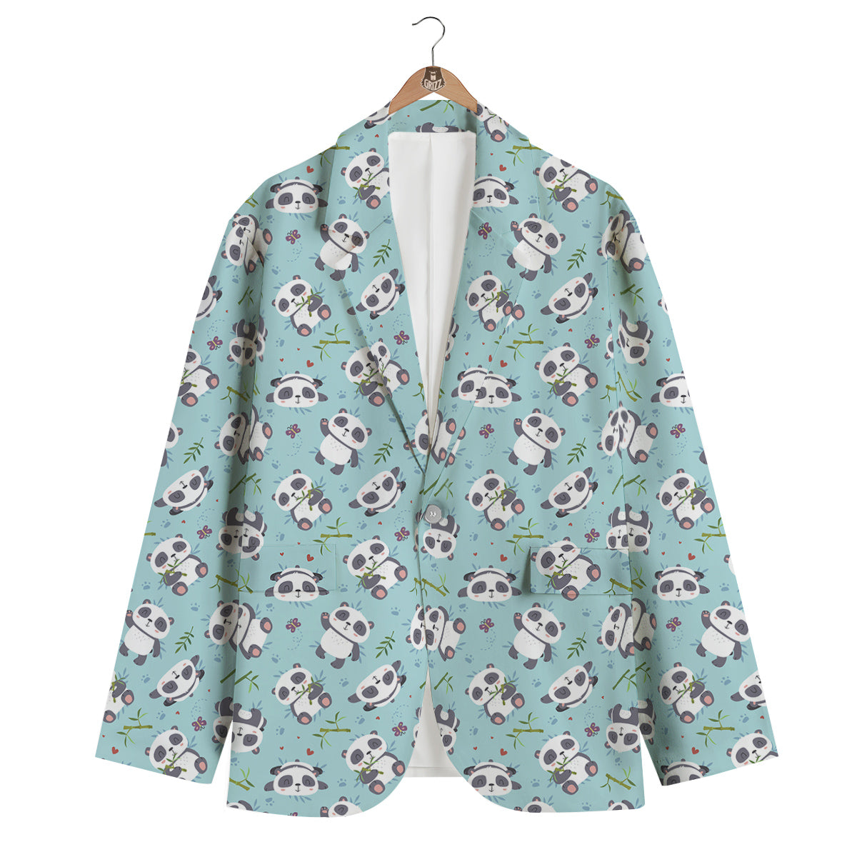 Bamboo And Cute Panda Print Pattern Men's Blazer-grizzshop