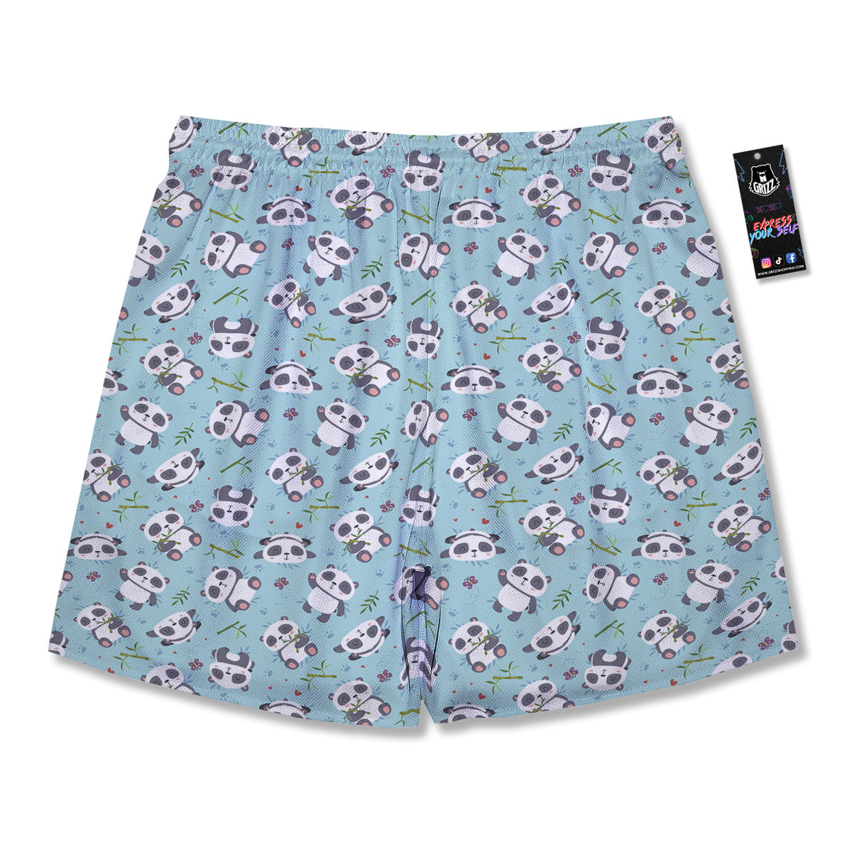 Bamboo And Cute Panda Print Pattern Men's Running Shorts-grizzshop