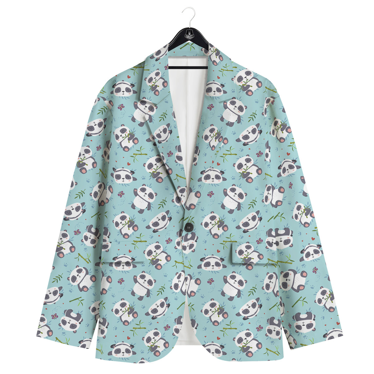 Bamboo And Cute Panda Print Pattern Men's Sport Coat-grizzshop