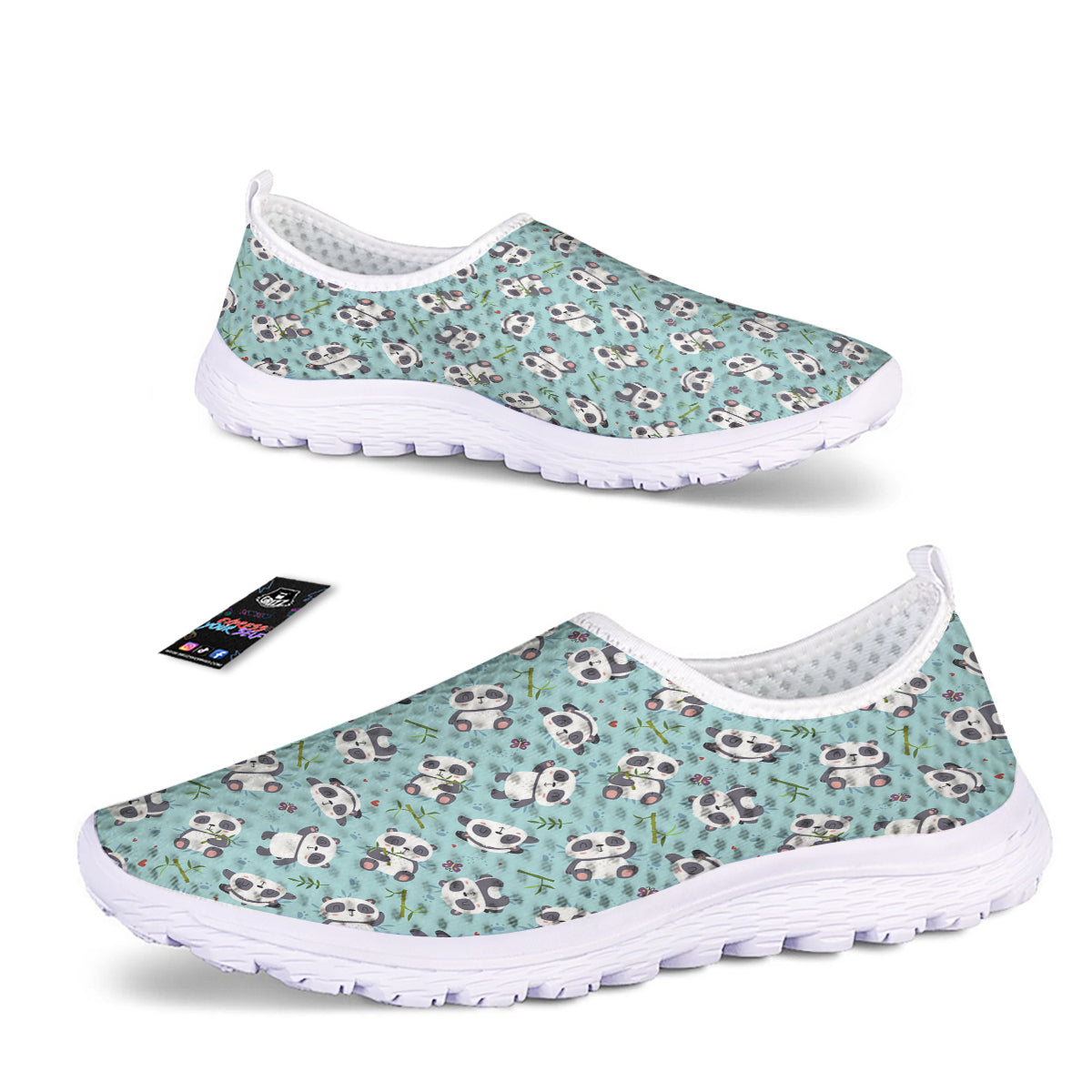 Bamboo And Cute Panda Print Pattern Nurse Shoes-grizzshop