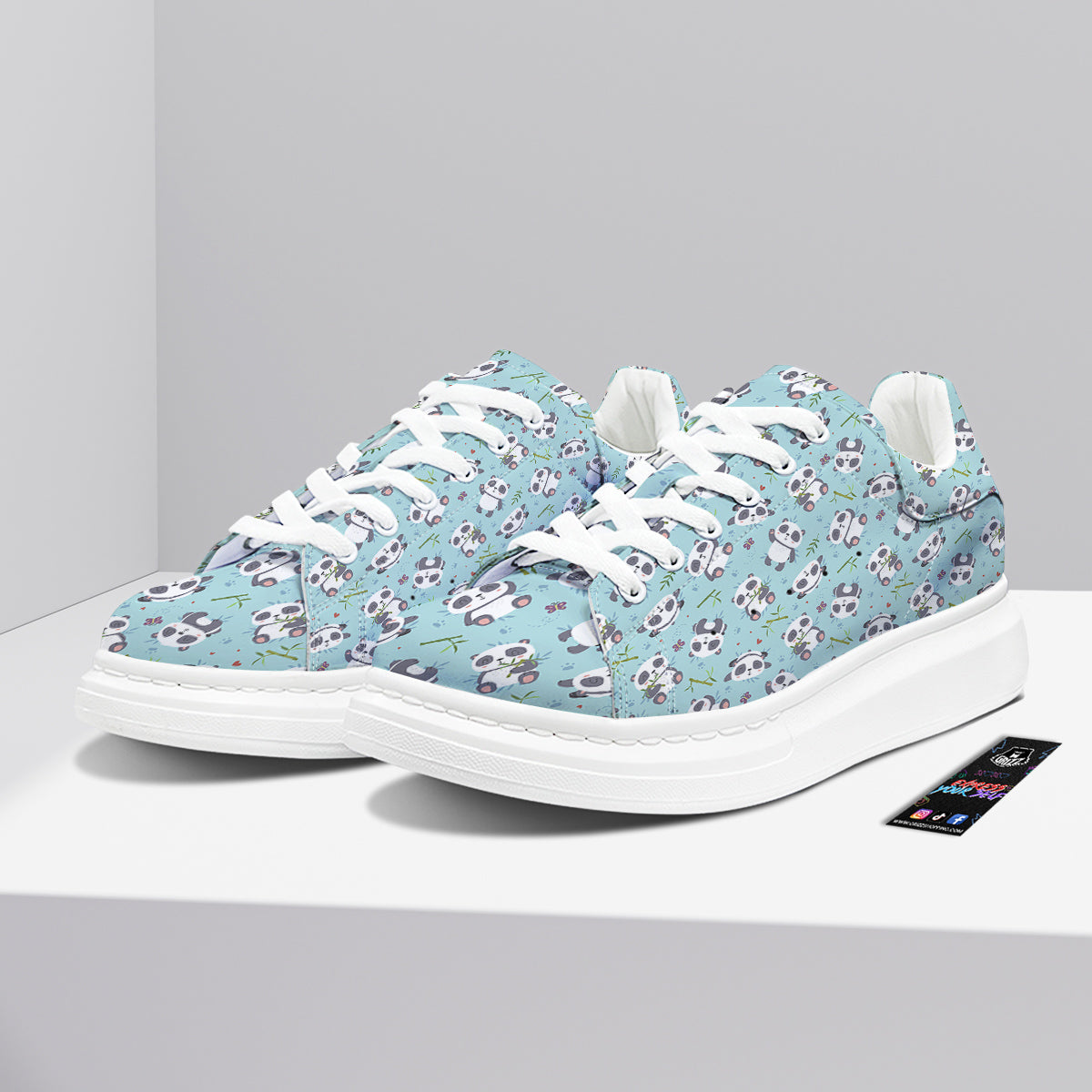 Bamboo And Cute Panda Print Pattern Platform Shoes-grizzshop