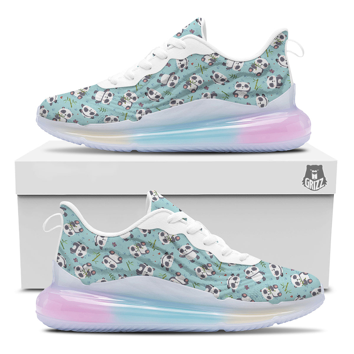Bamboo And Cute Panda Print Pattern Running Sneakers-grizzshop