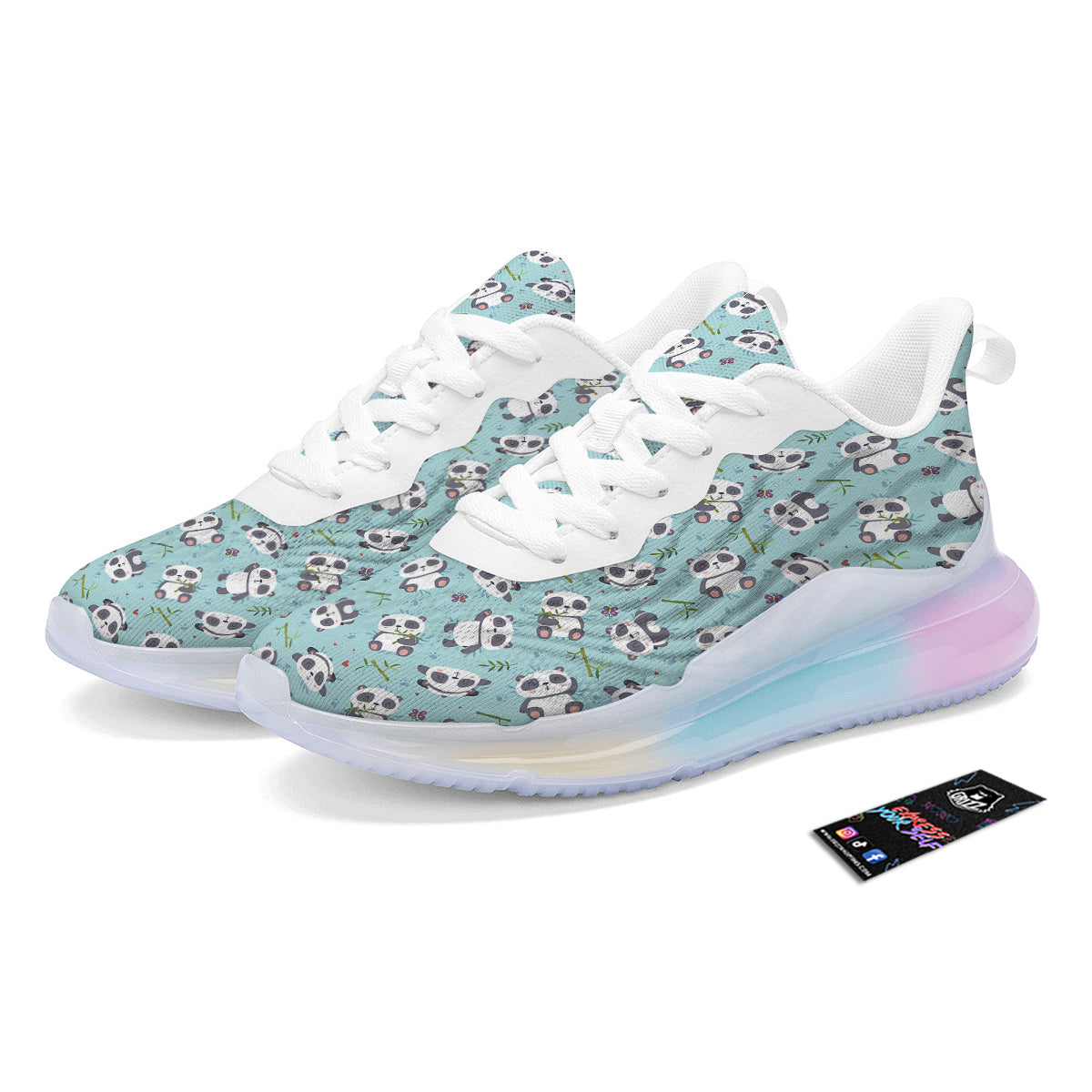 Bamboo And Cute Panda Print Pattern Running Sneakers-grizzshop
