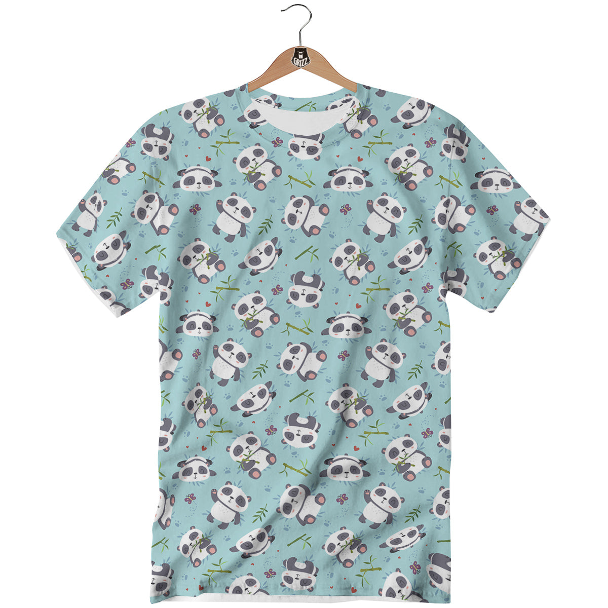 Bamboo And Cute Panda Print Pattern T-Shirt-grizzshop