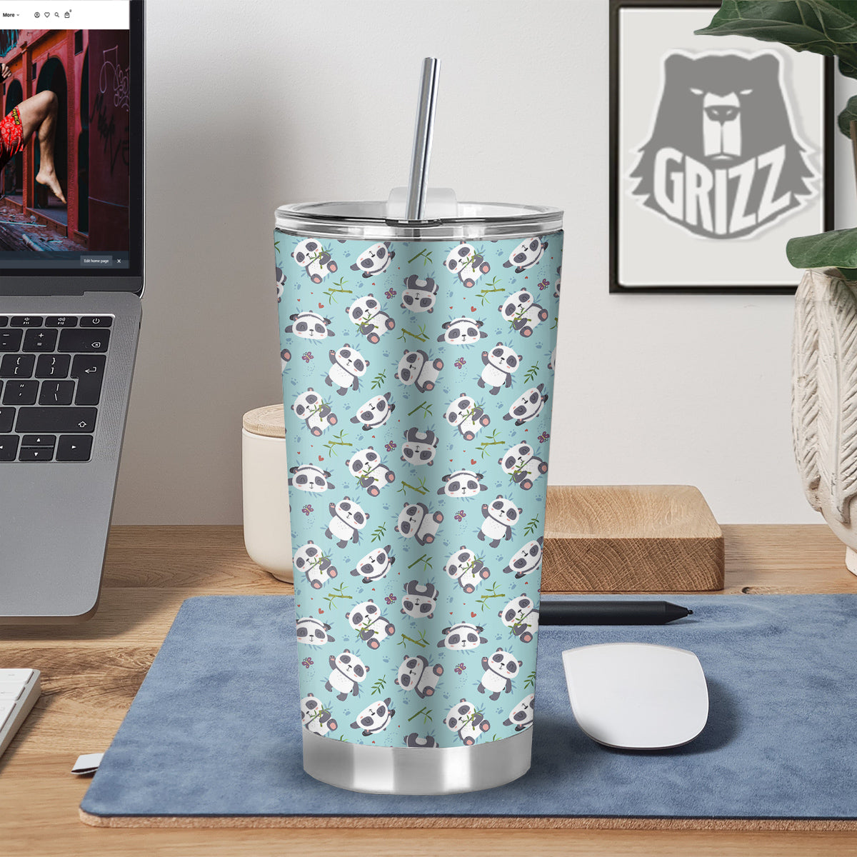 Bamboo And Cute Panda Print Pattern Tumbler-grizzshop