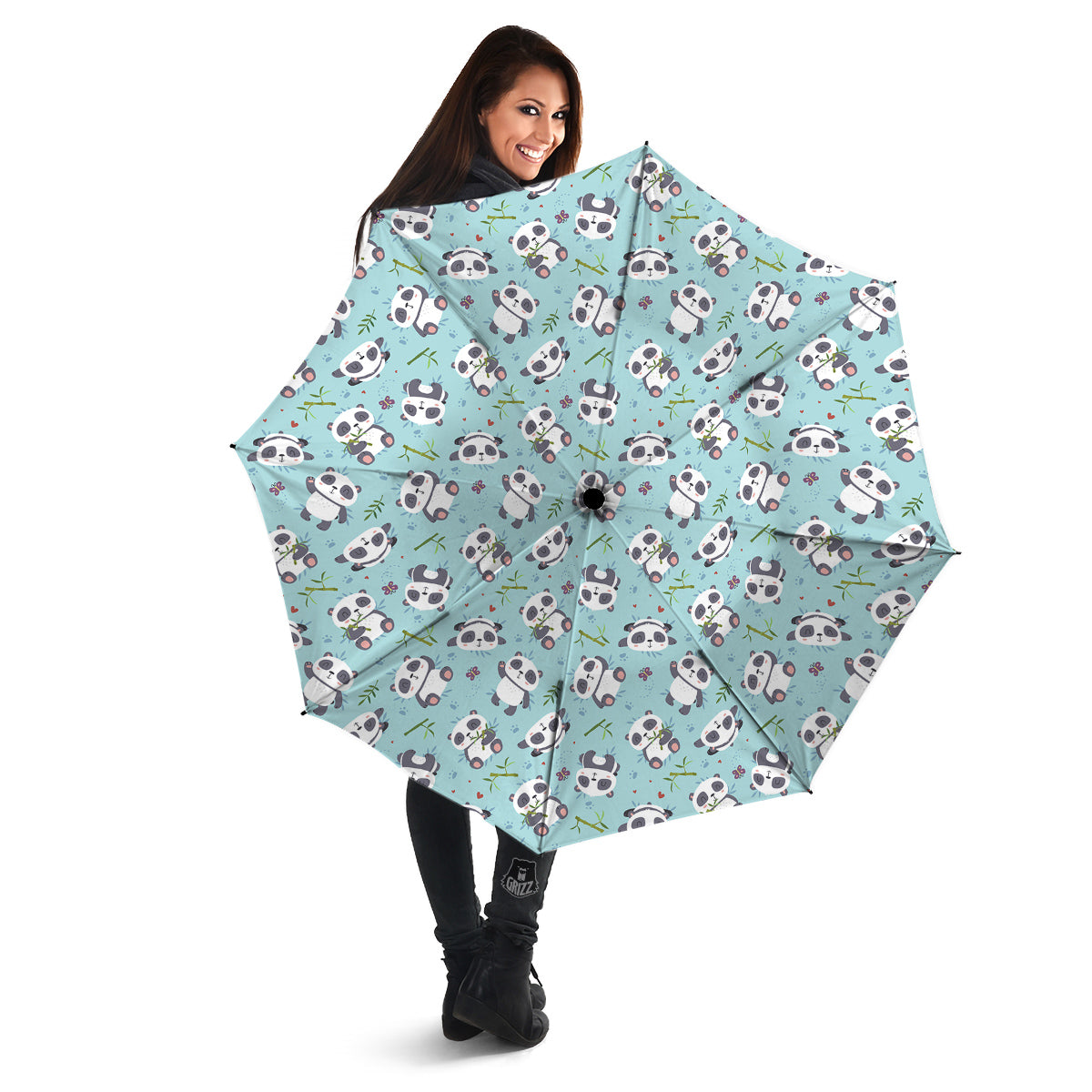 Bamboo And Cute Panda Print Pattern Umbrella-grizzshop