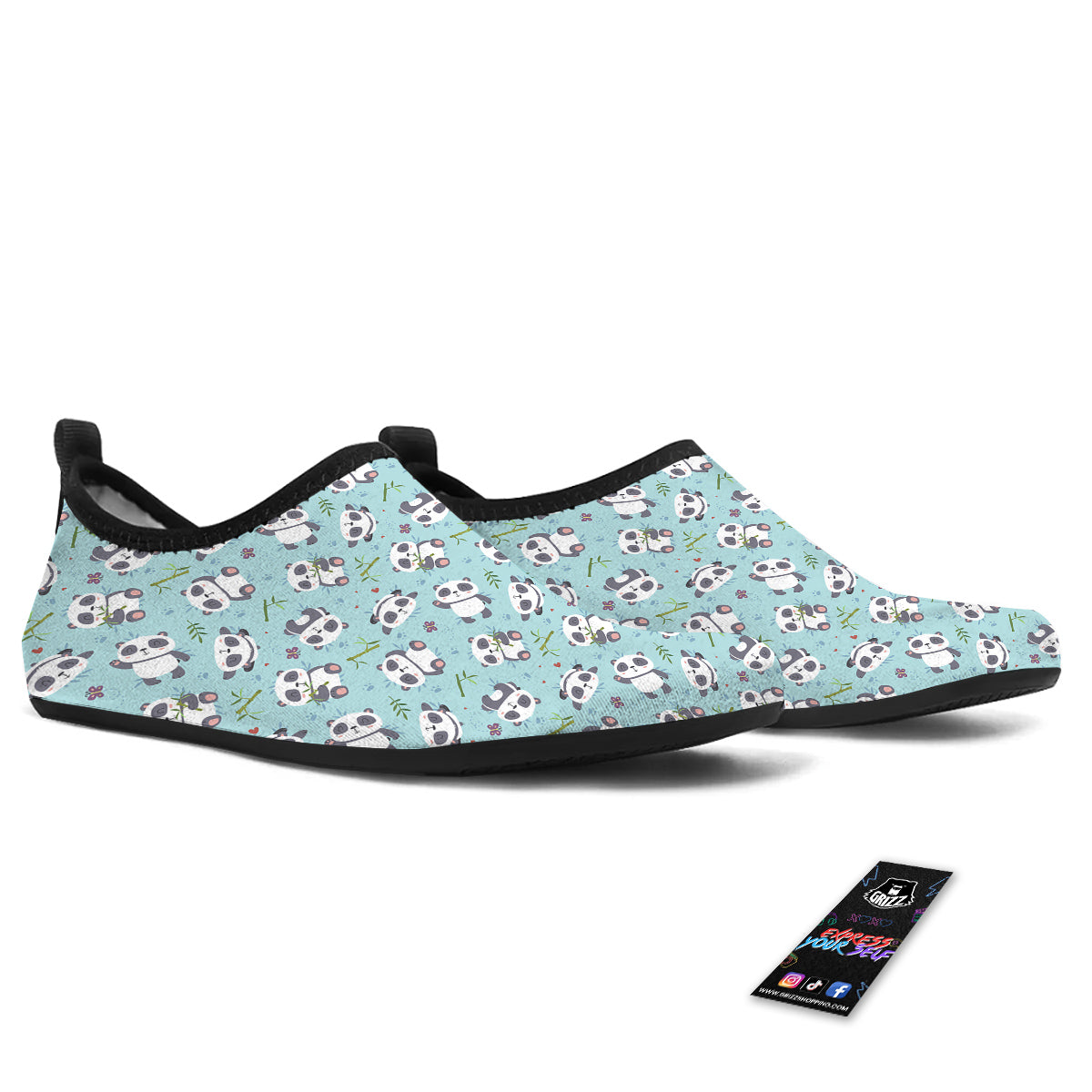 Bamboo And Cute Panda Print Pattern Water Shoes-grizzshop