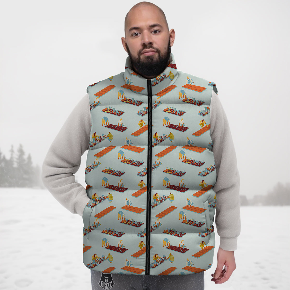 Bamboo Koala Pattern Print Down Vest
