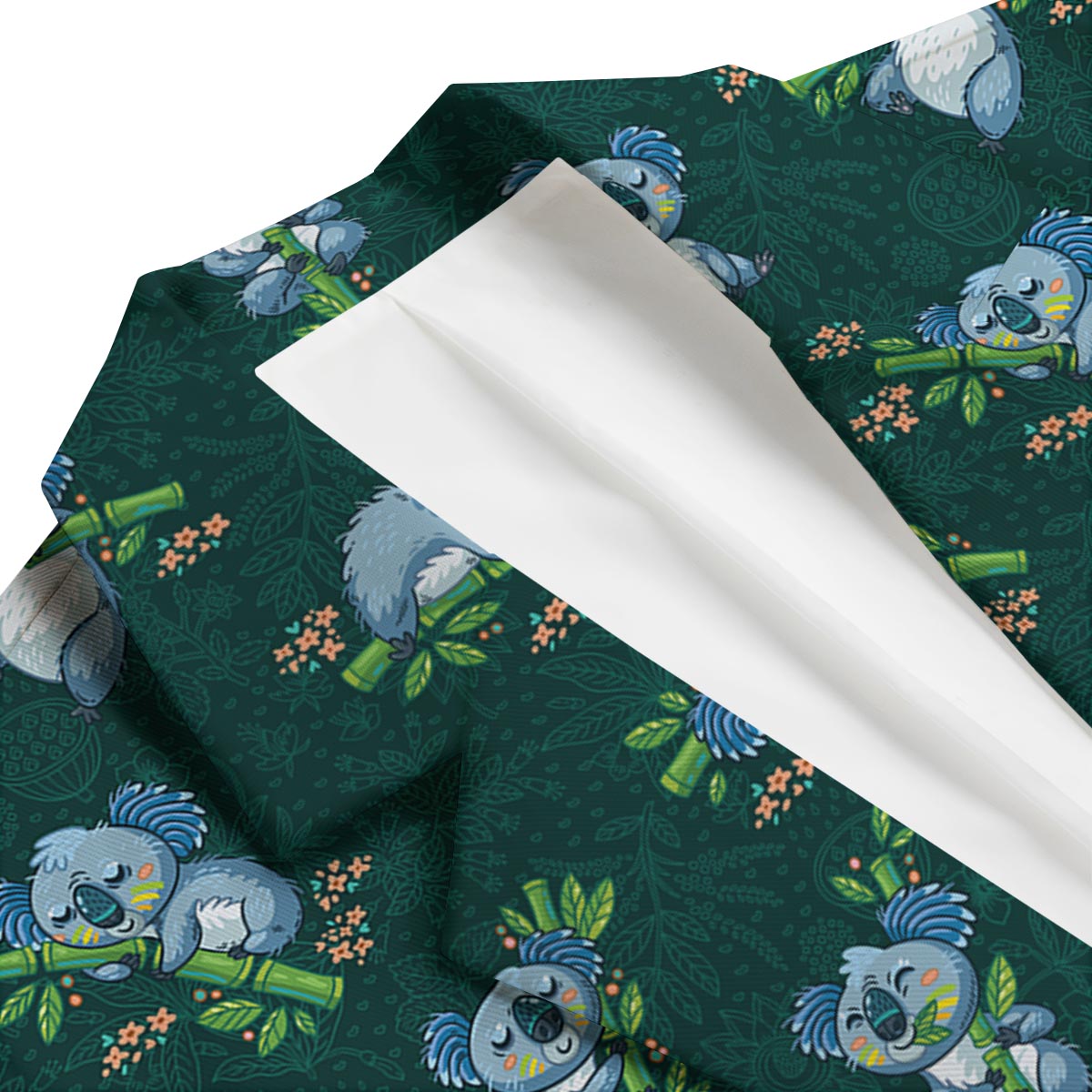Bamboo Koala Pattern Print Men's Blazer-grizzshop