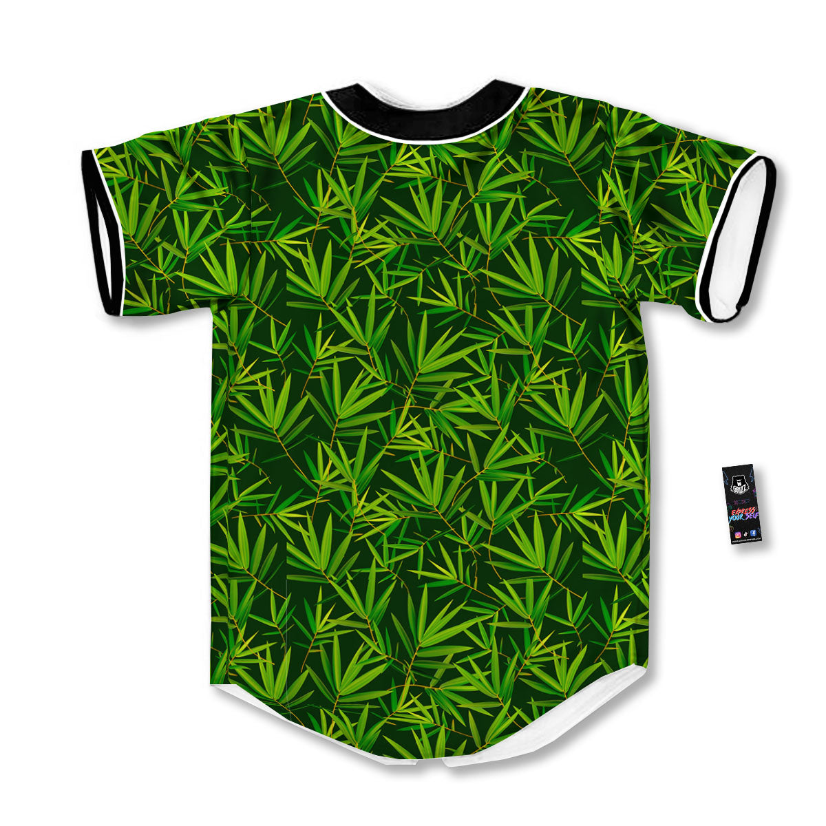 Bamboo Leaf Green Print Pattern Baseball Jersey-grizzshop