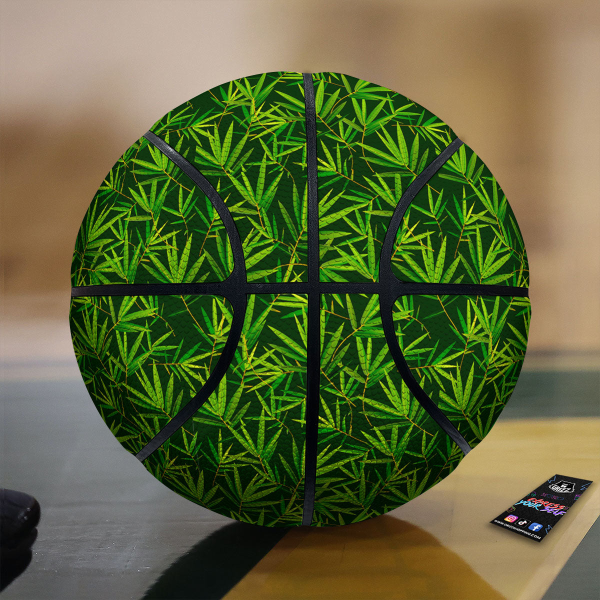 Bamboo Leaf Green Print Pattern Basketball-grizzshop