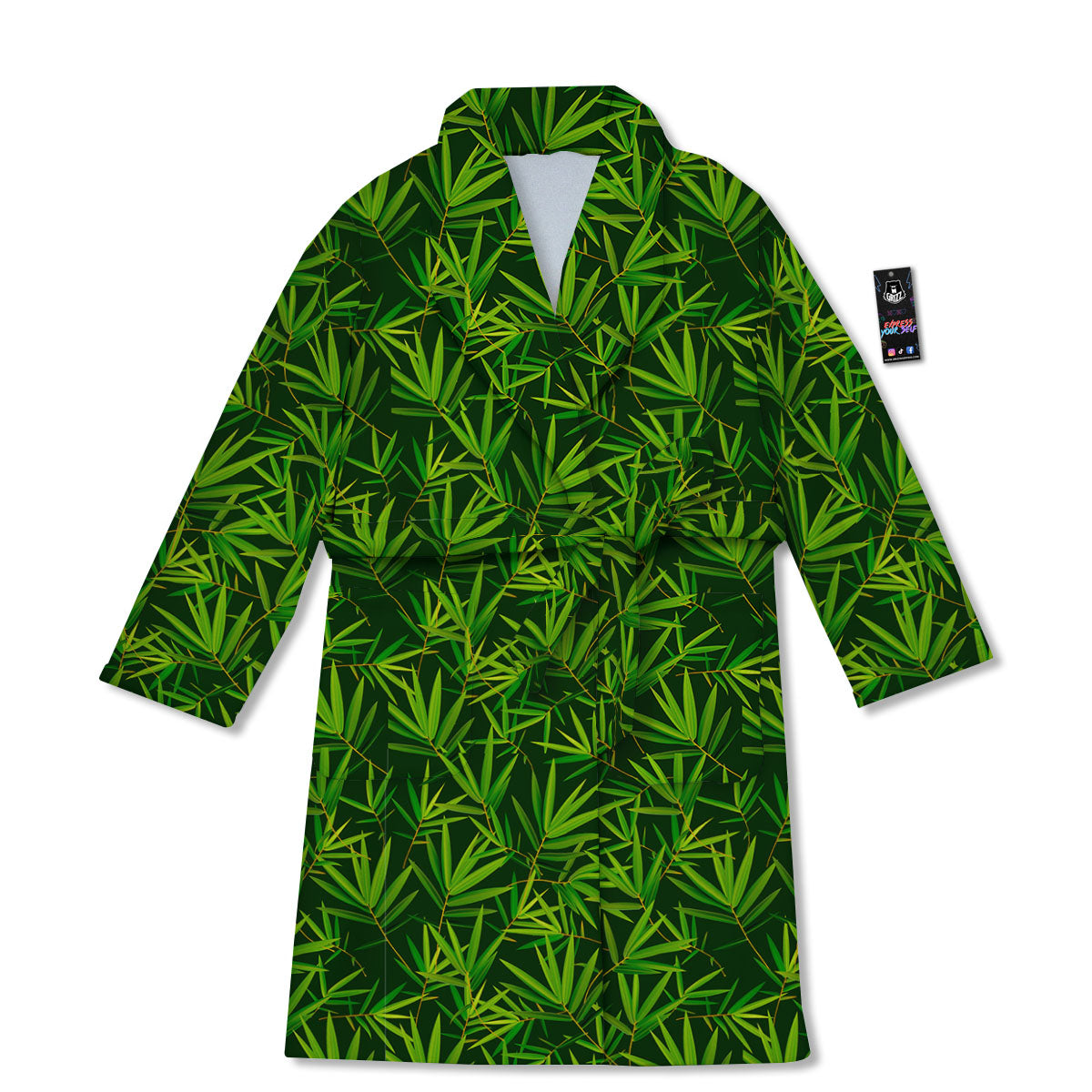 Bamboo Leaf Green Print Pattern Bathrobe-grizzshop
