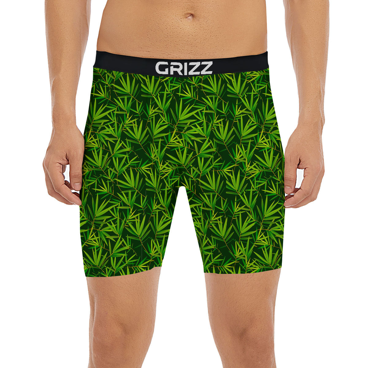 Bamboo Leaf Green Print Pattern Boxer Briefs-grizzshop