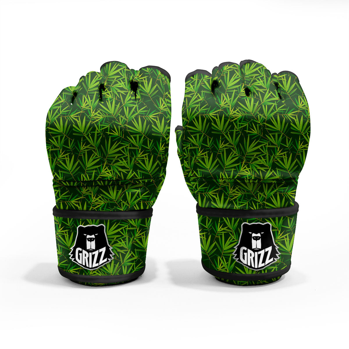 Bamboo Leaf Green Print Pattern MMA Gloves-grizzshop