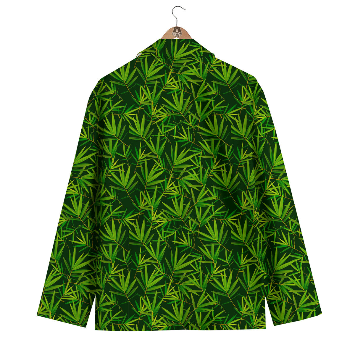 Bamboo Leaf Green Print Pattern Men's Blazer-grizzshop