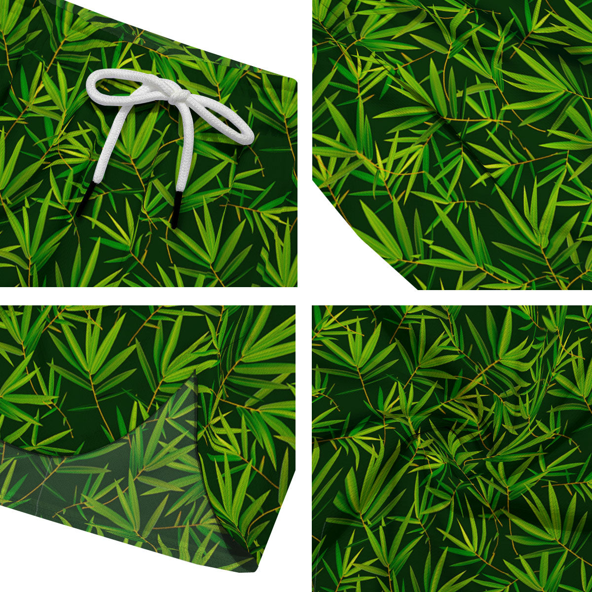 Bamboo Leaf Green Print Pattern Men's Running Shorts-grizzshop