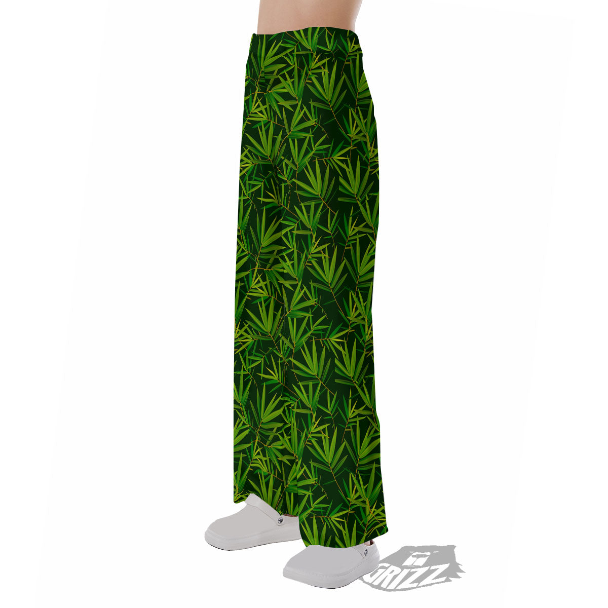 Bamboo Leaf Green Print Pattern Pajama Pants-grizzshop