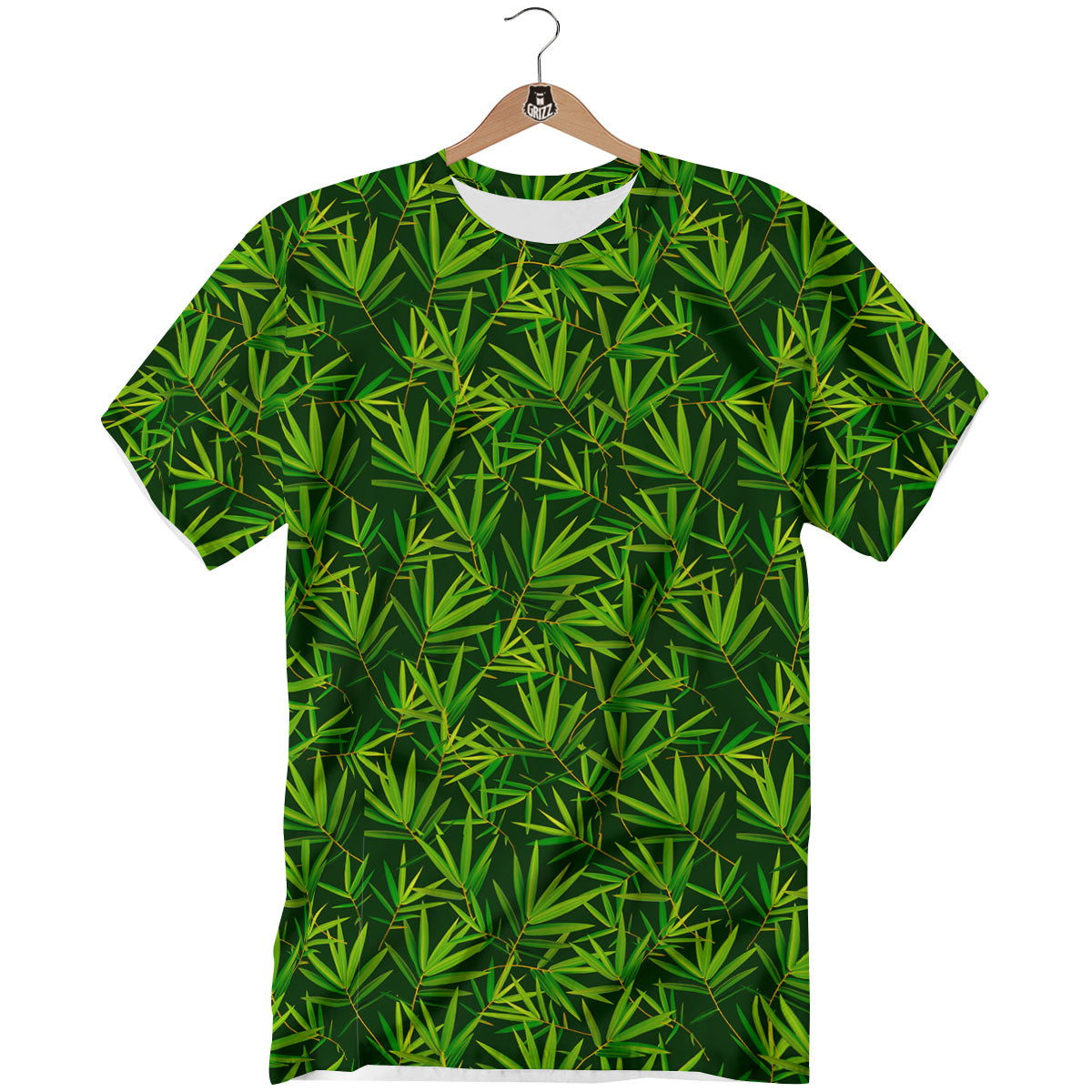 Bamboo Leaf Green Print Pattern T-Shirt-grizzshop