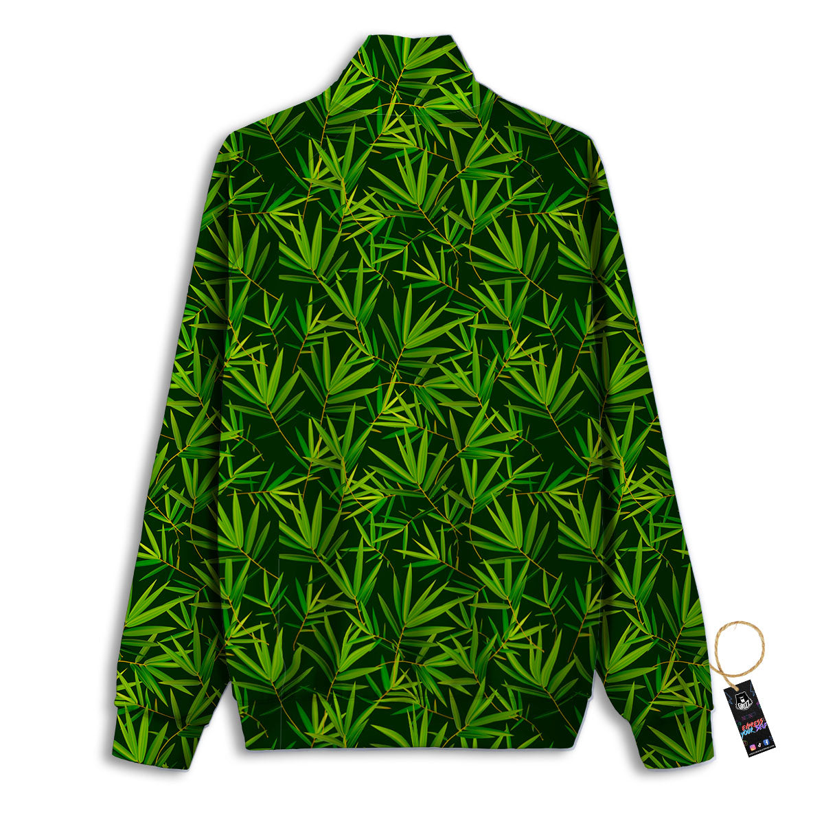 Bamboo Leaf Green Print Pattern Track Jacket-grizzshop