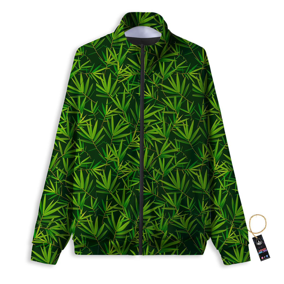 Bamboo Leaf Green Print Pattern Track Jacket-grizzshop