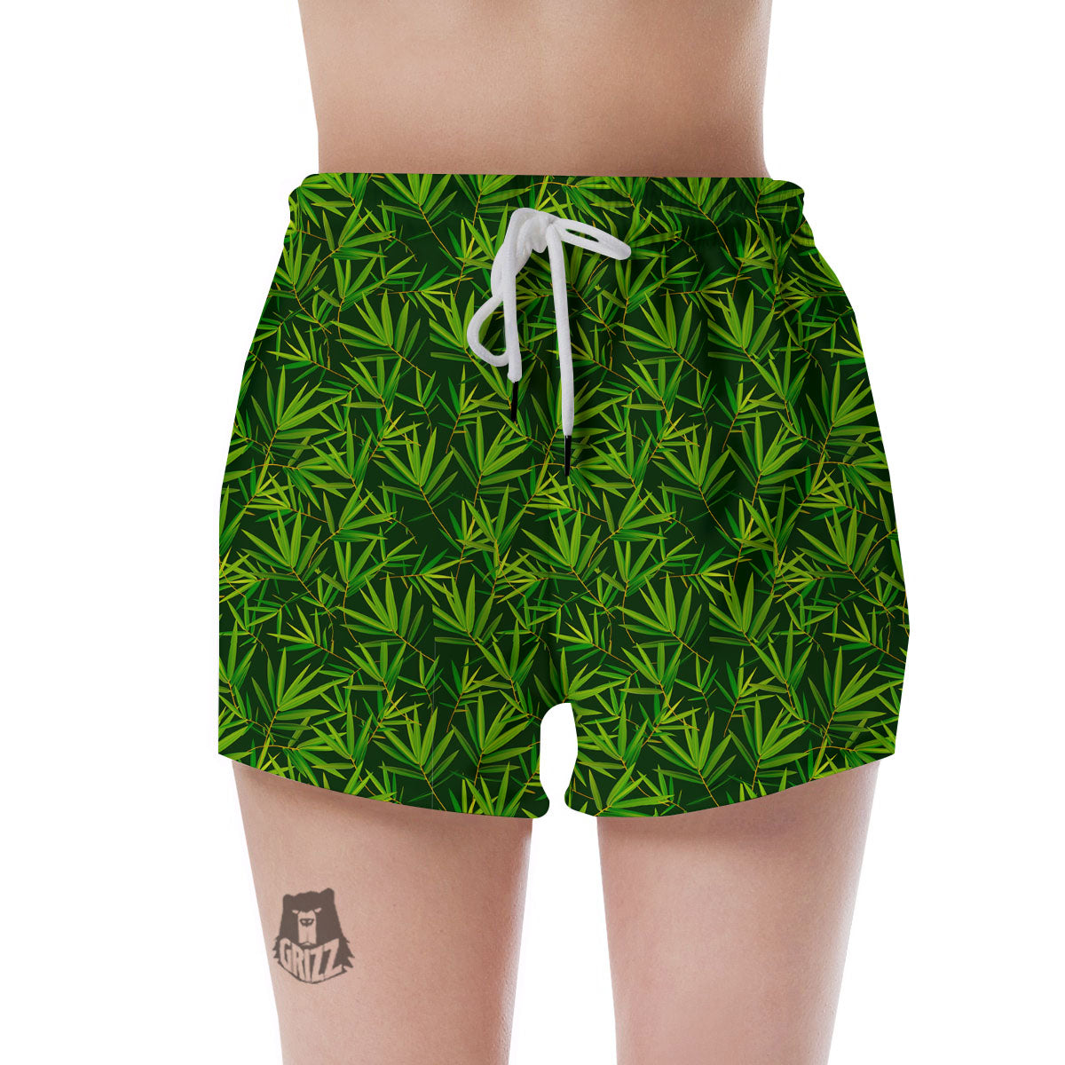 Bamboo Leaf Green Print Pattern Women's Shorts-grizzshop
