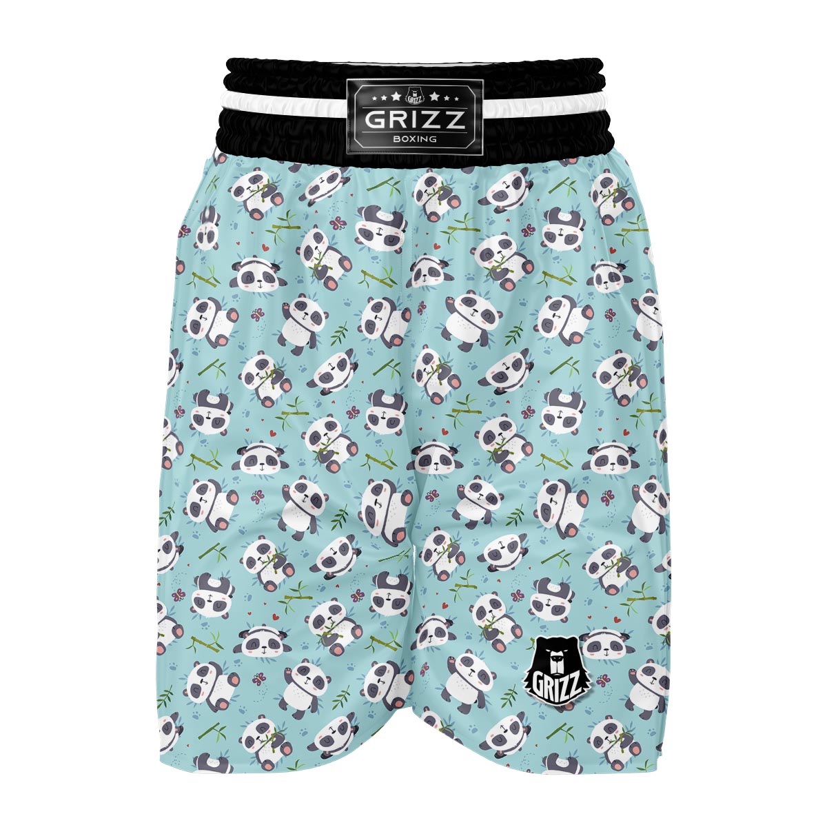 Bamboo Mint Panda Pattern Print Boxing Shorts-grizzshop