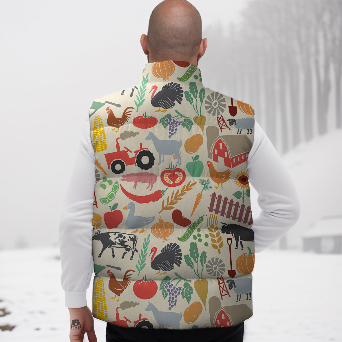 Bamboo Mint Panda Pattern Print Down Vest