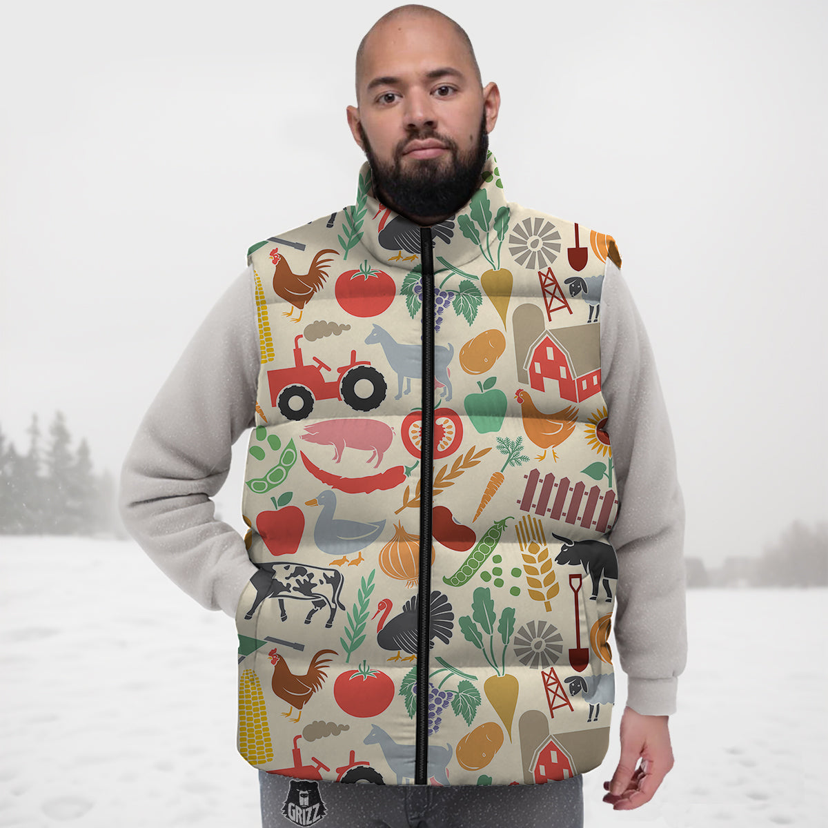 Bamboo Mint Panda Pattern Print Down Vest
