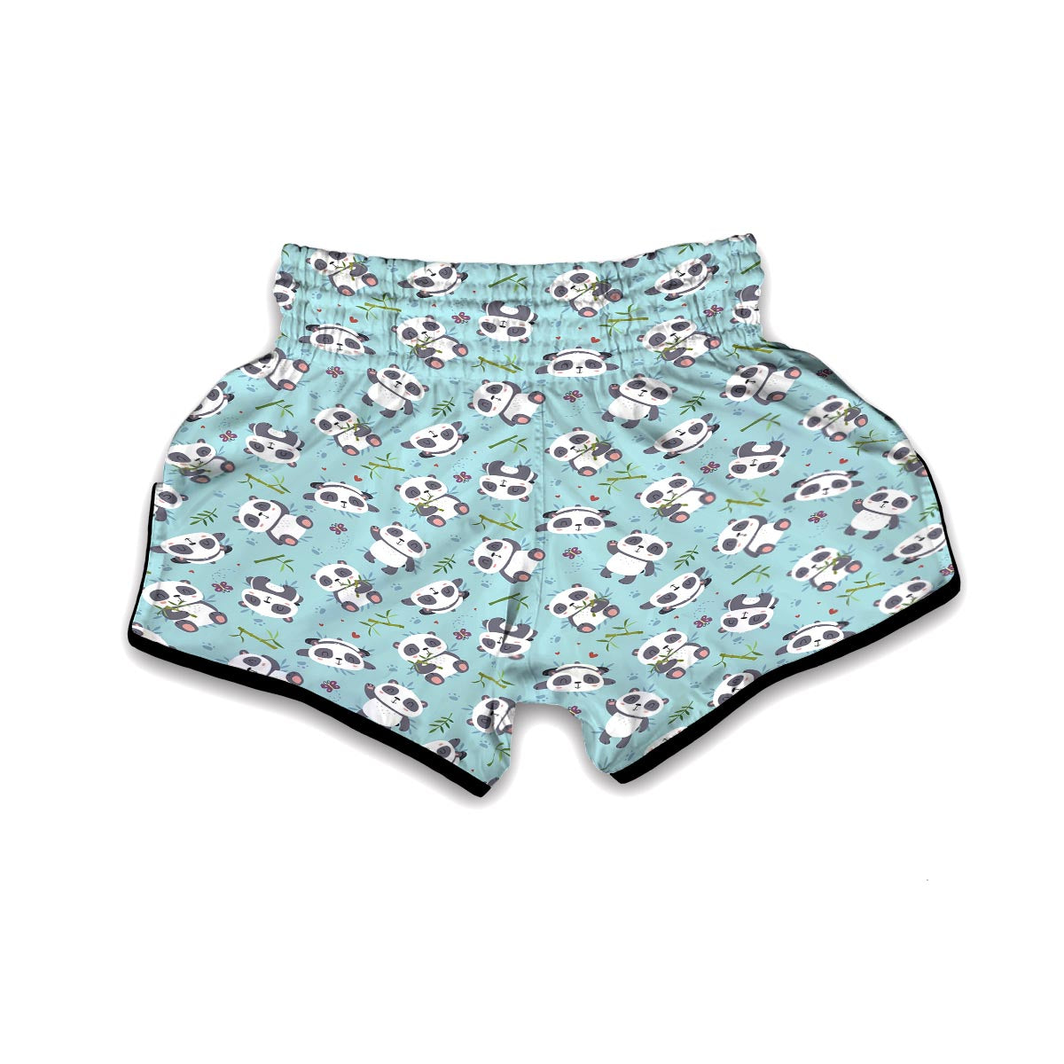 Bamboo Mint Panda Pattern Print Muay Thai Boxing Shorts-grizzshop