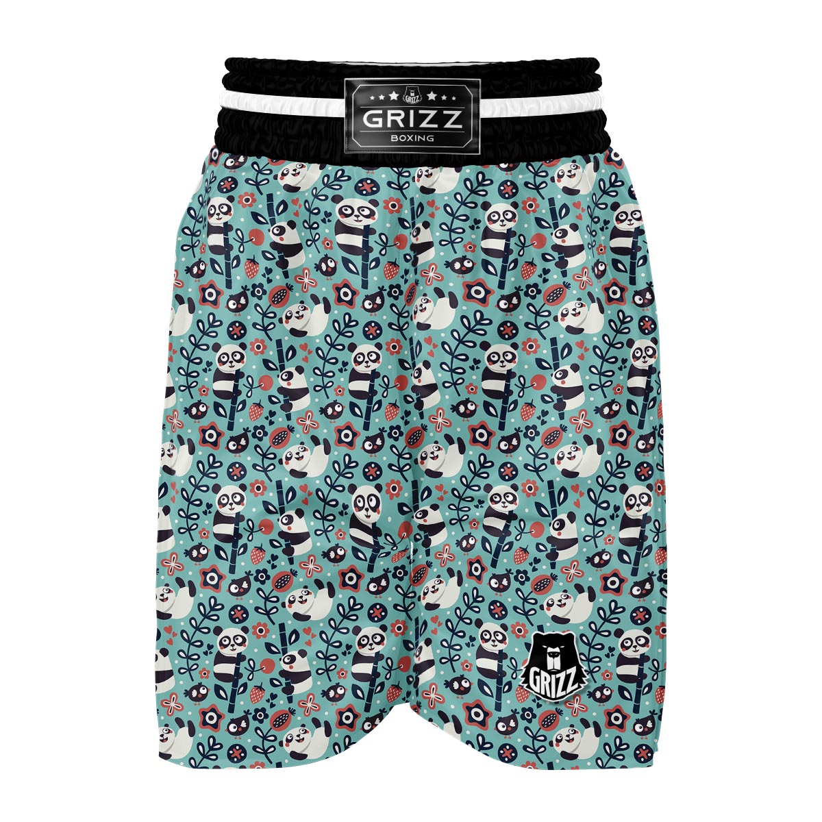 Bamboo Panda Pattern Print Boxing Shorts-grizzshop