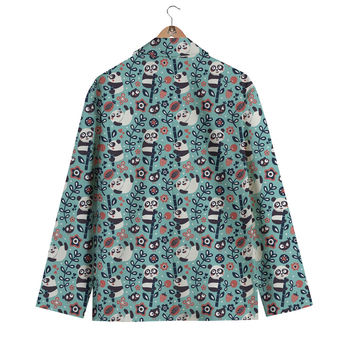 Bamboo Panda Pattern Print Men's Blazer-grizzshop
